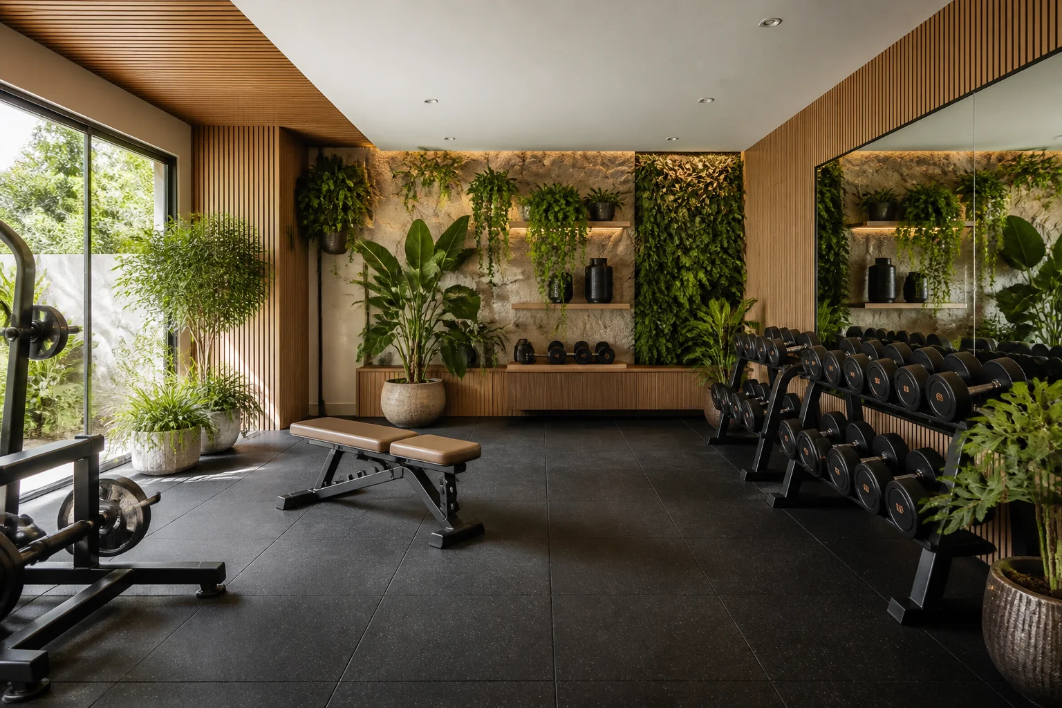 A Biophilic home gym remodel