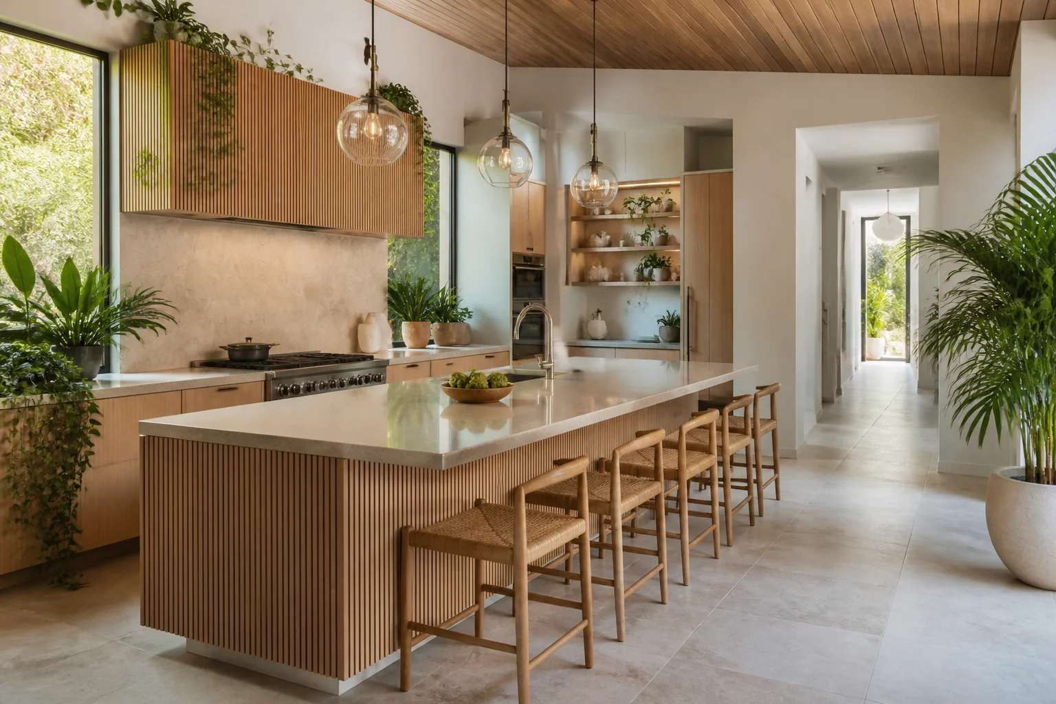 A Biophilic kitchen island remodel