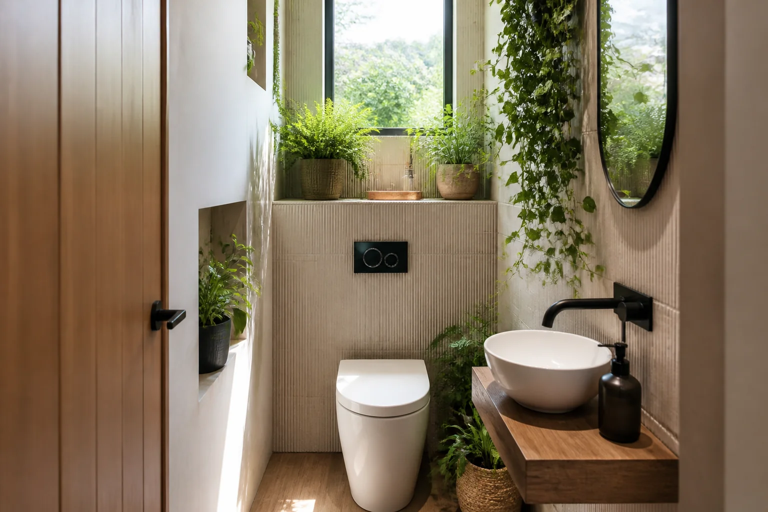 A Biophilic powder room remodel