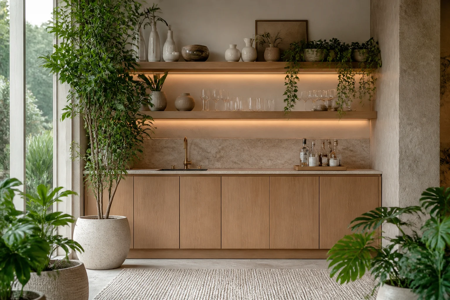 A Biophilic wet bar remodel