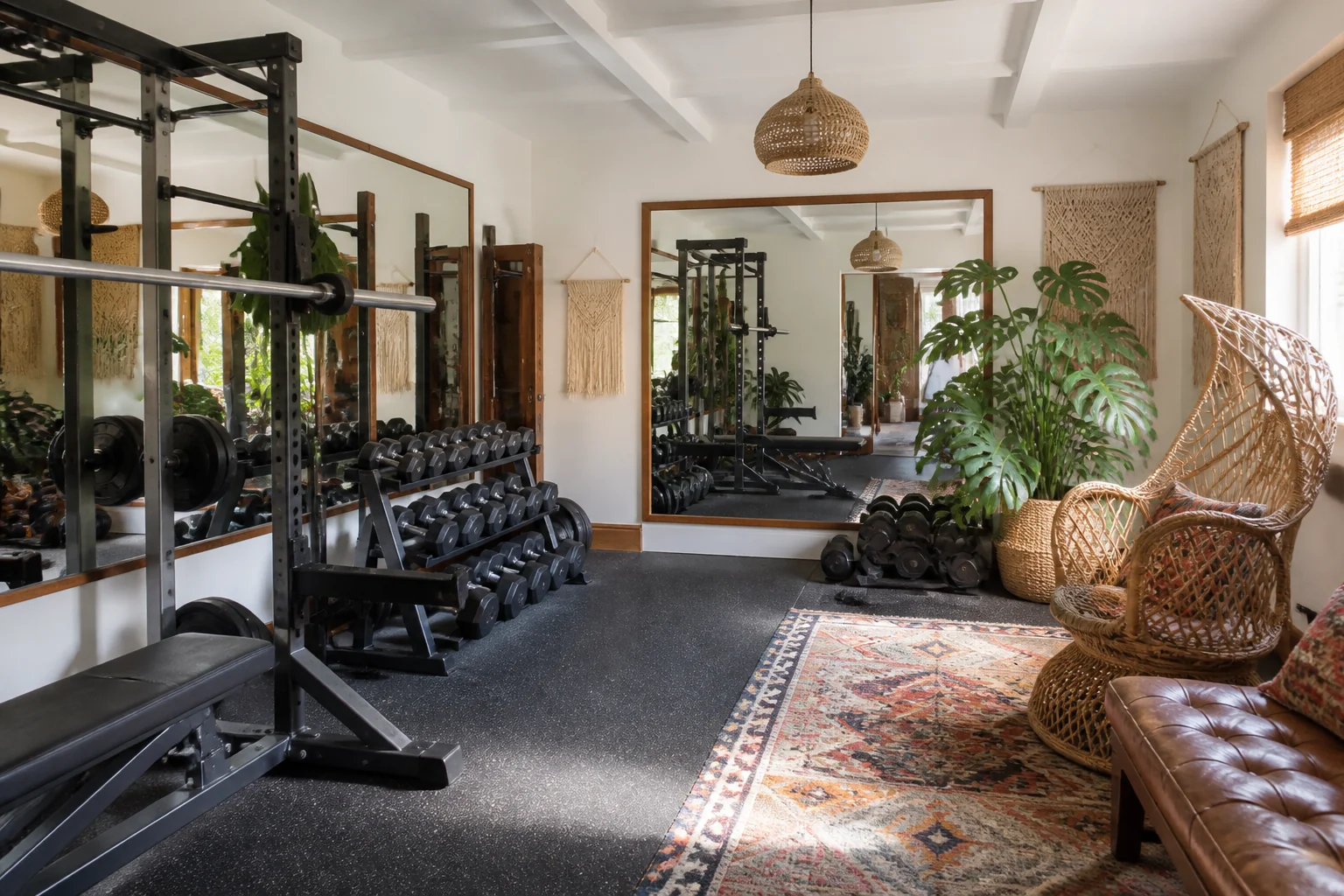 A Bohemian home gym remodel