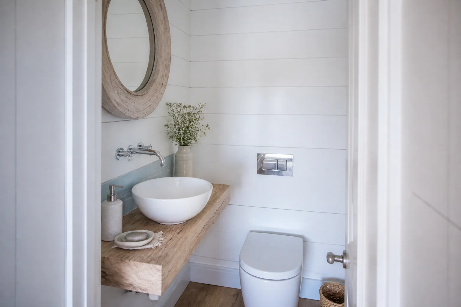 A Coastal powder room remodel