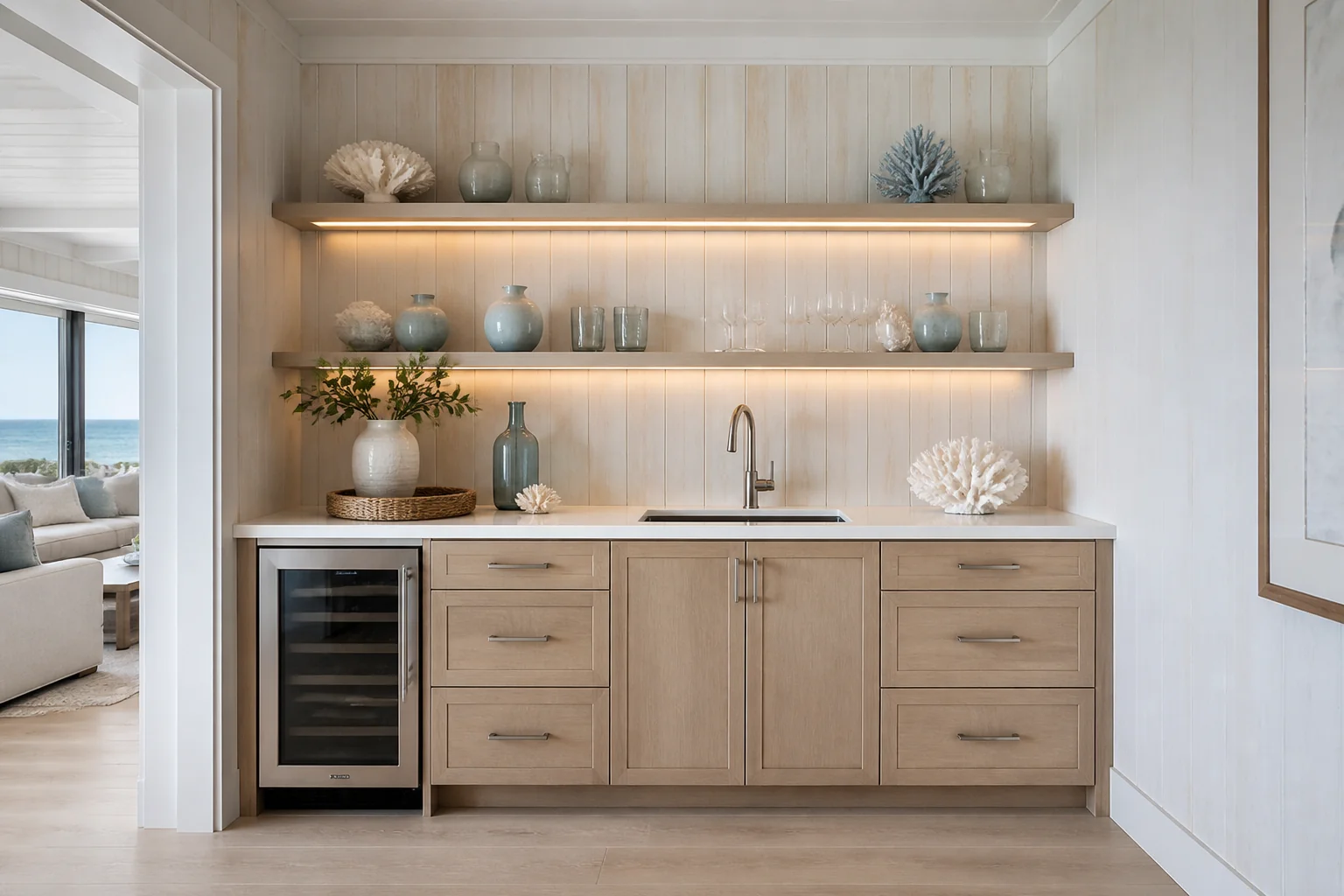 A Coastal wet bar remodel