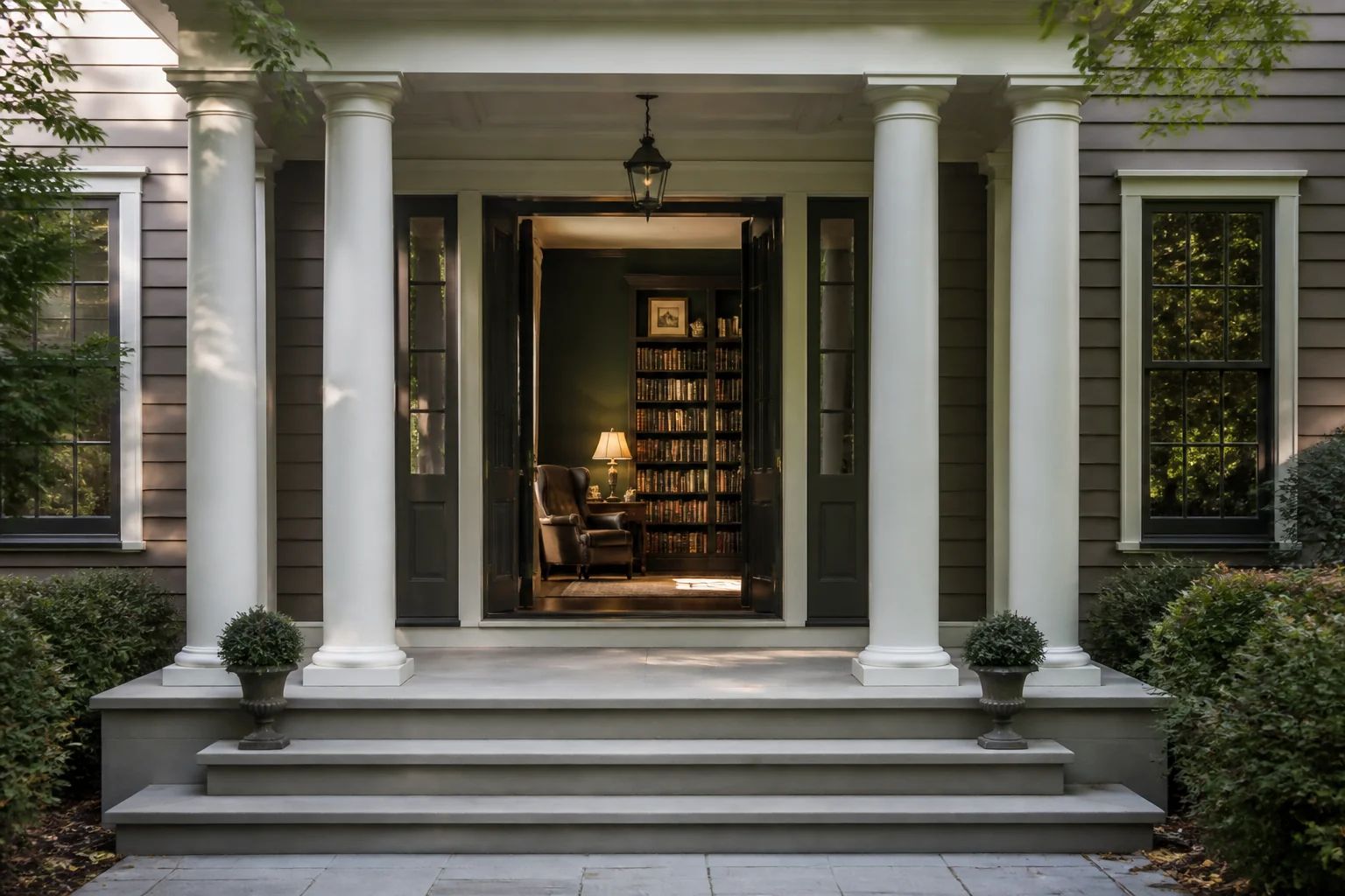 A Dark Academia front porch remodel
