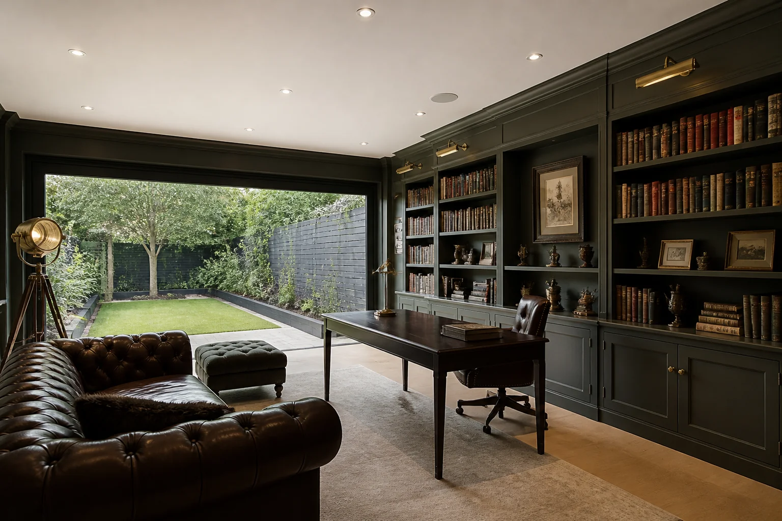A Dark Academia garage conversion