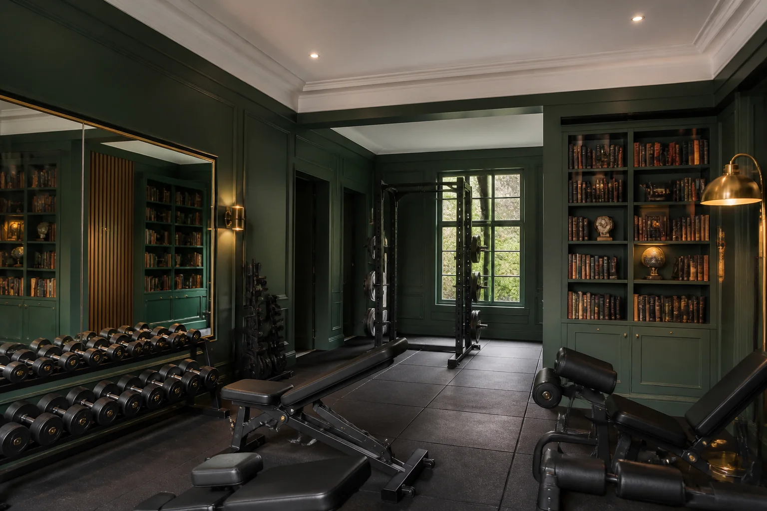 A Dark Academia home gym remodel