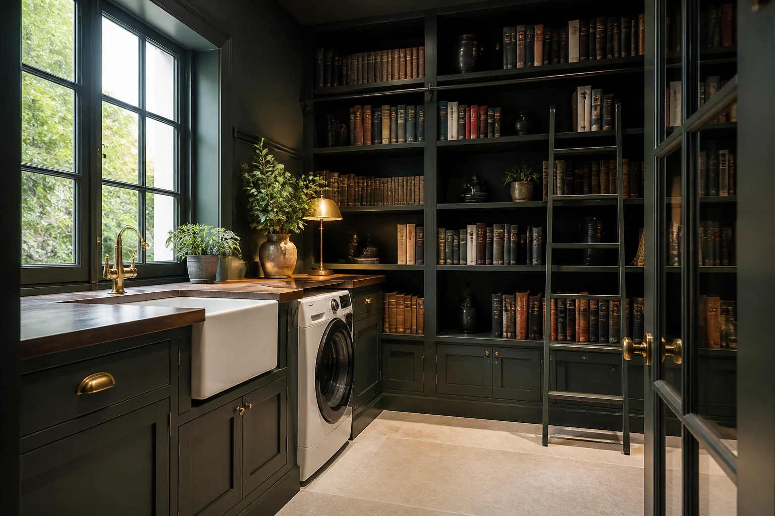 A Dark Academia laundry room remodel