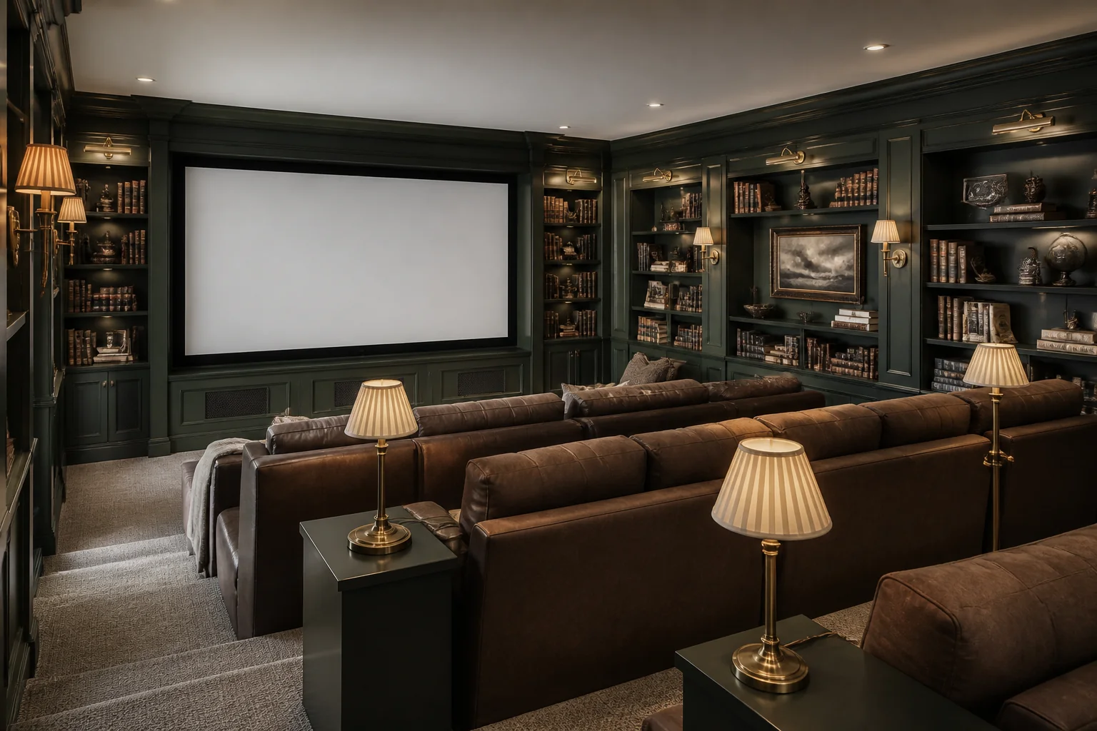 A Dark Academia media room remodel