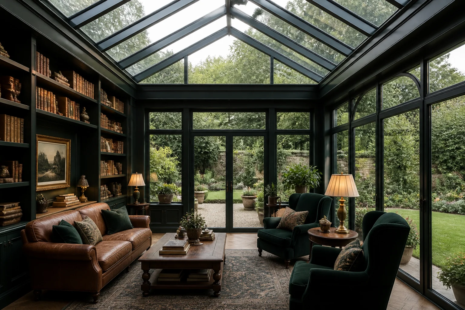 A Dark Academia sunroom remodel