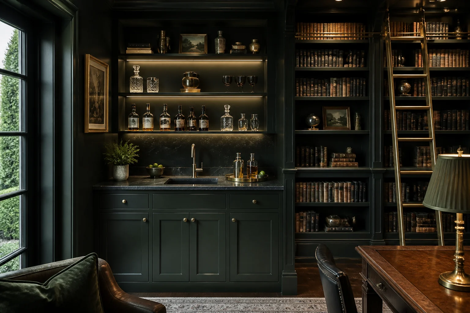 A Dark Academia wet bar remodel