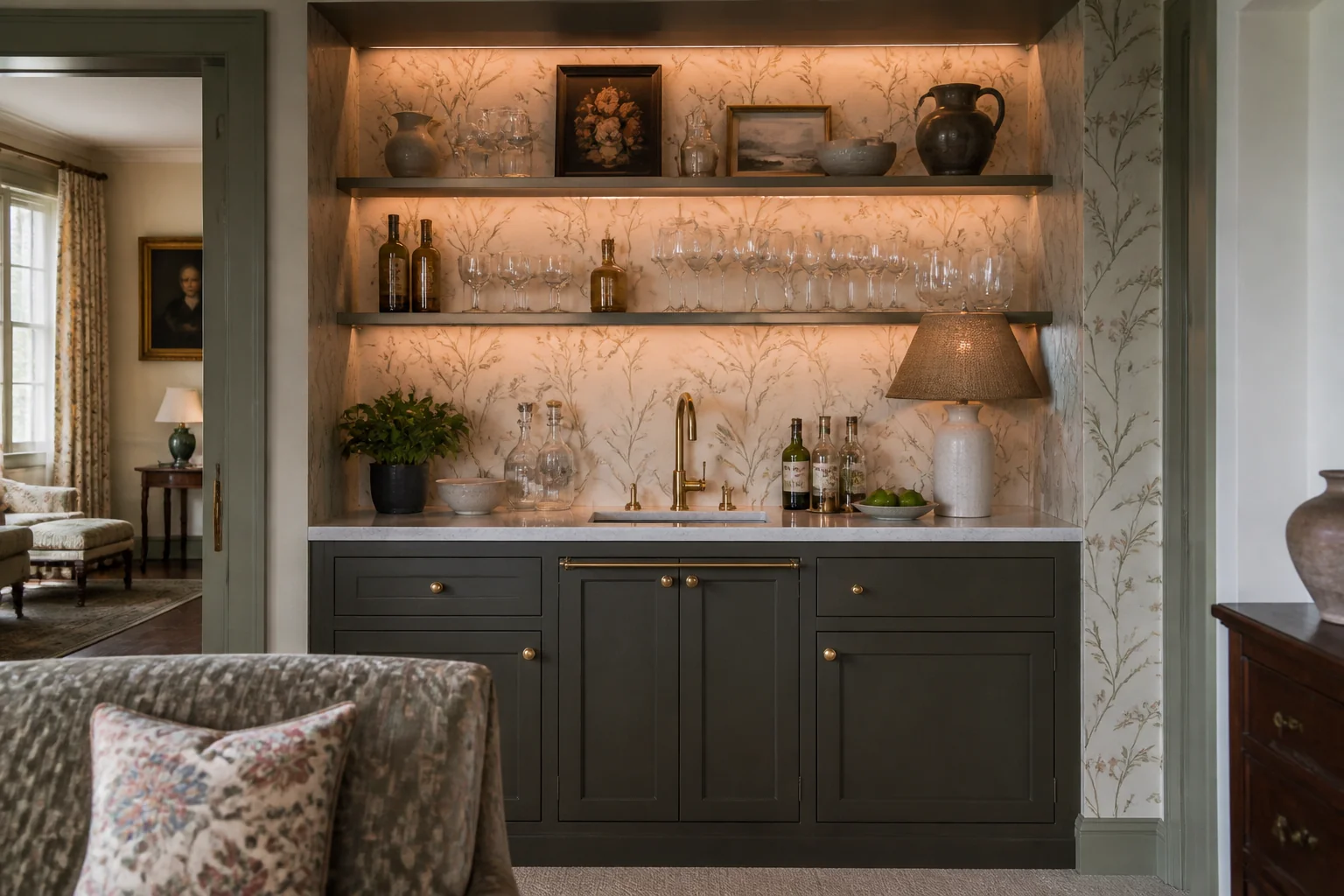 A English Country wet bar remodel