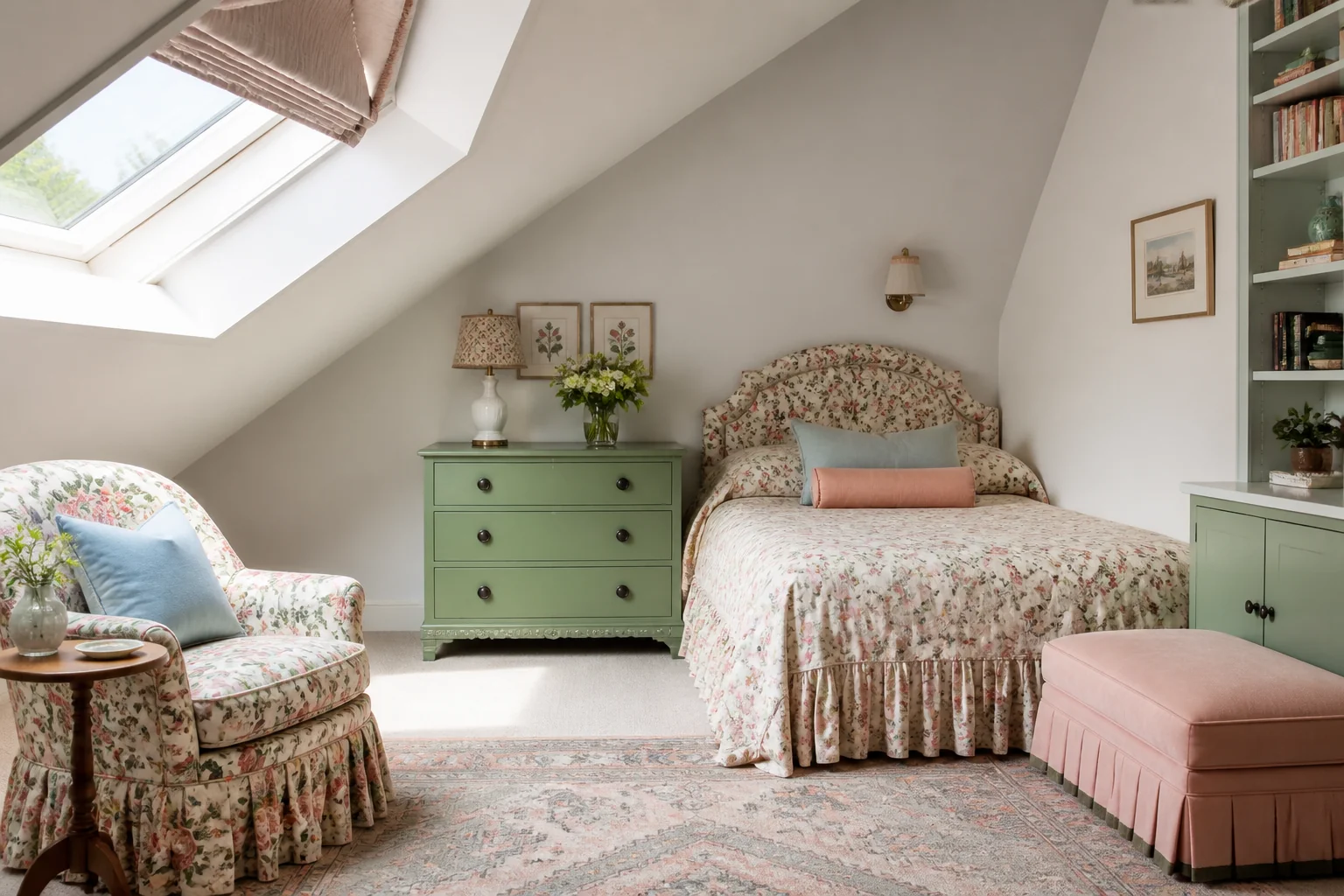A Grandmillennial attic remodel