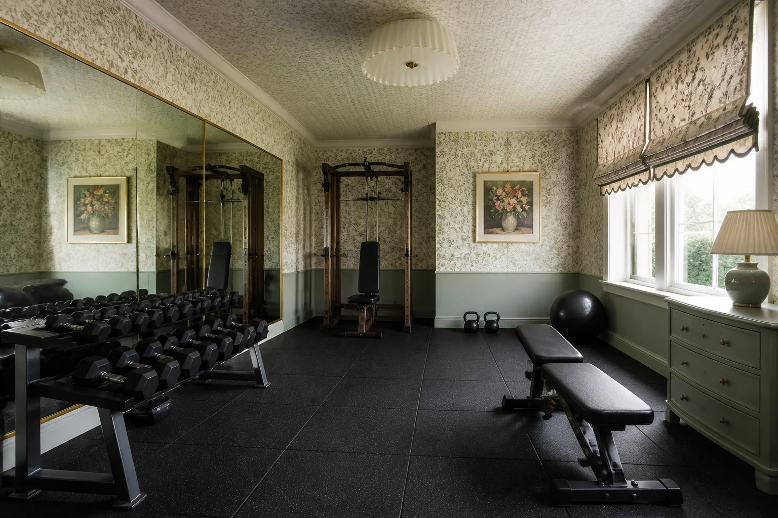 A Grandmillennial home gym remodel