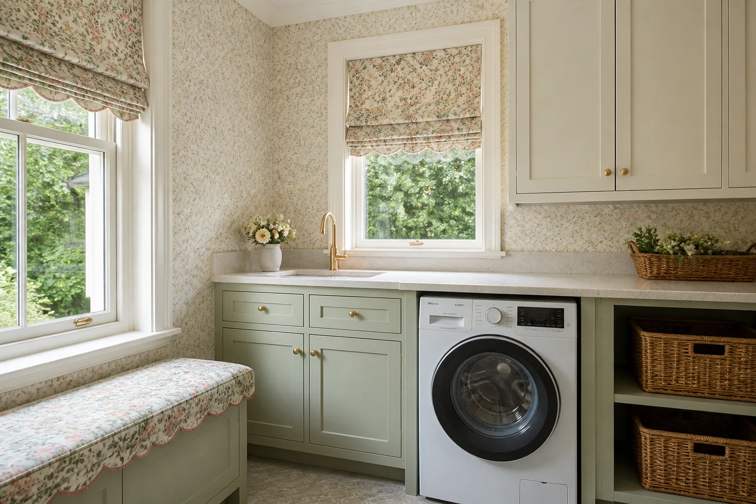 A Grandmillennial laundry room remodel