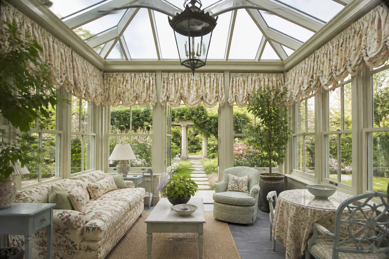 A Grandmillennial sunroom remodel