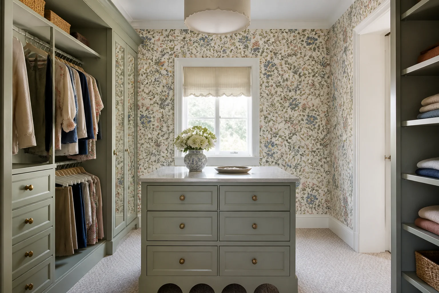 A Grandmillennial walk-in closet remodel