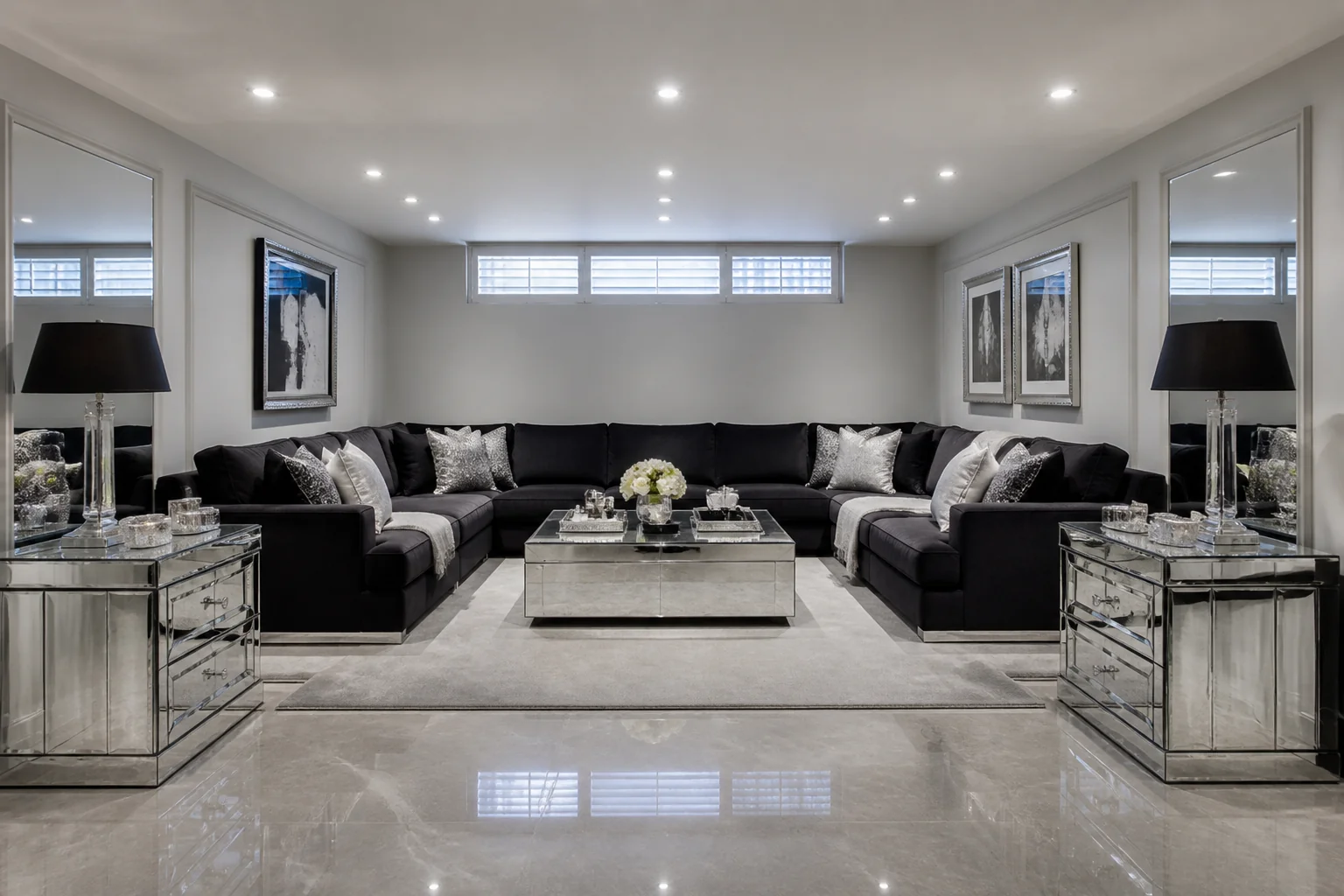 A Hollywood Glam basement remodel