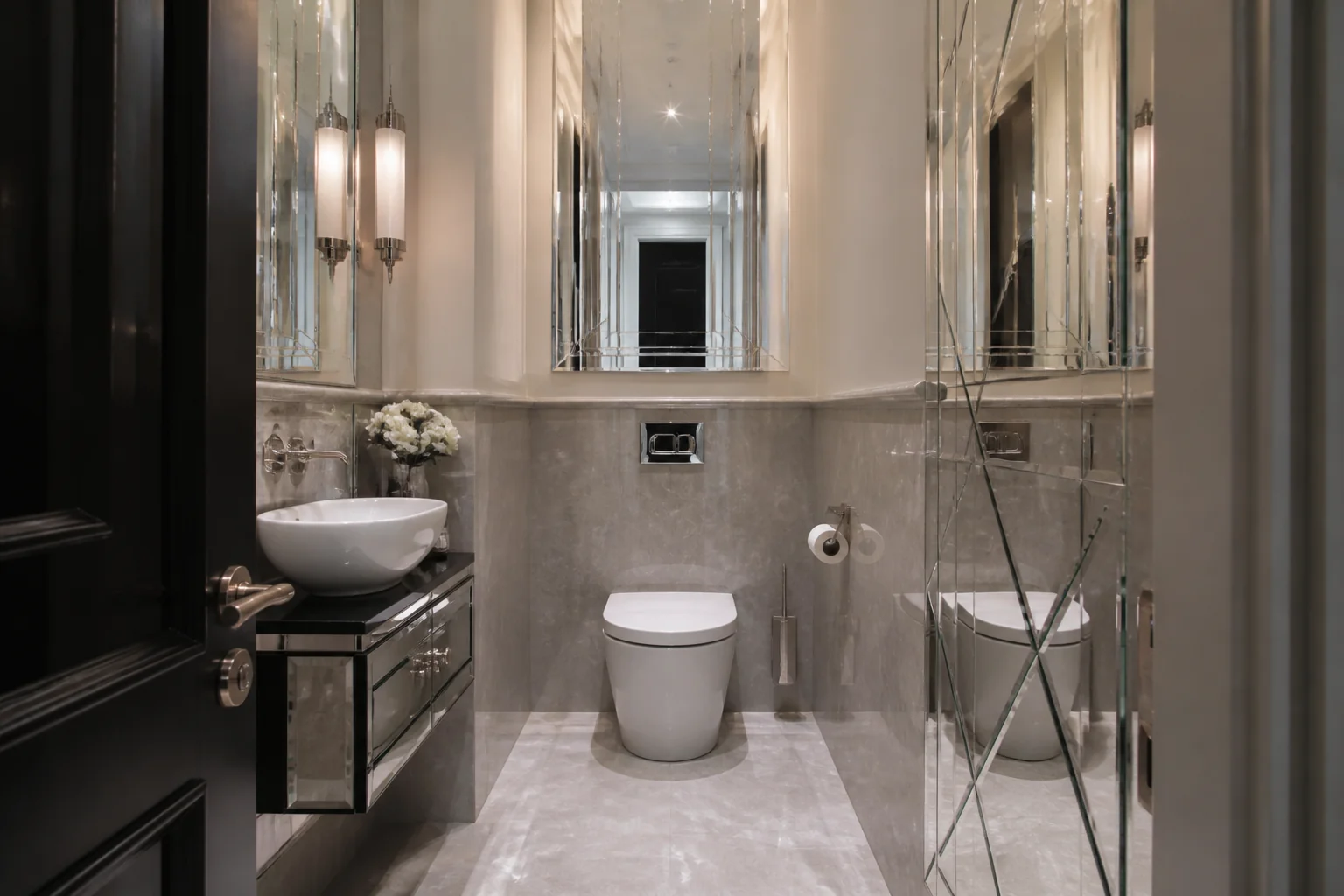 A Hollywood Glam powder room remodel