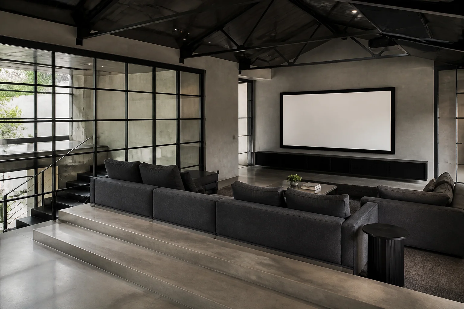 A Industrial Loft media room remodel