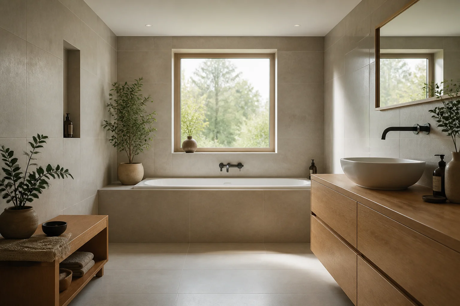 A Japandi bathroom remodel