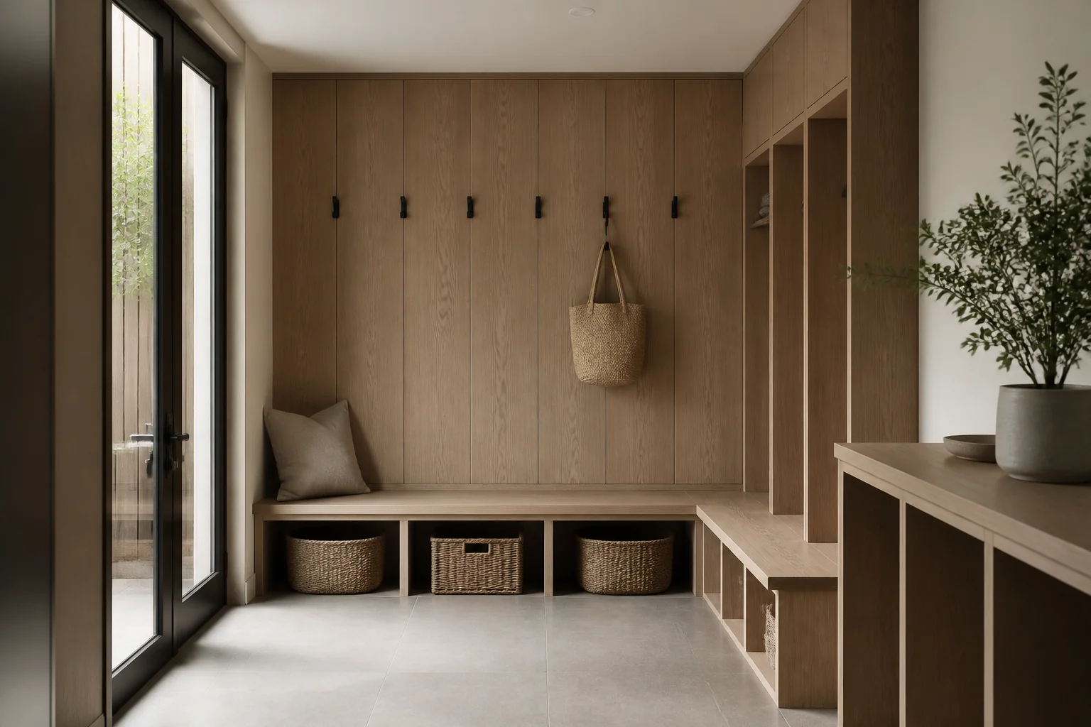 A Japandi mudroom remodel