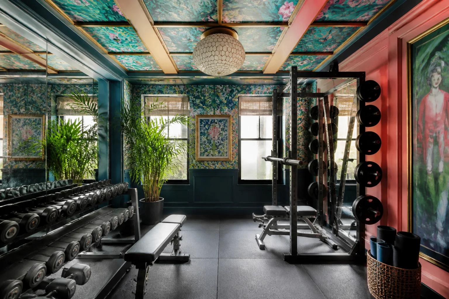 A Maximalist home gym remodel
