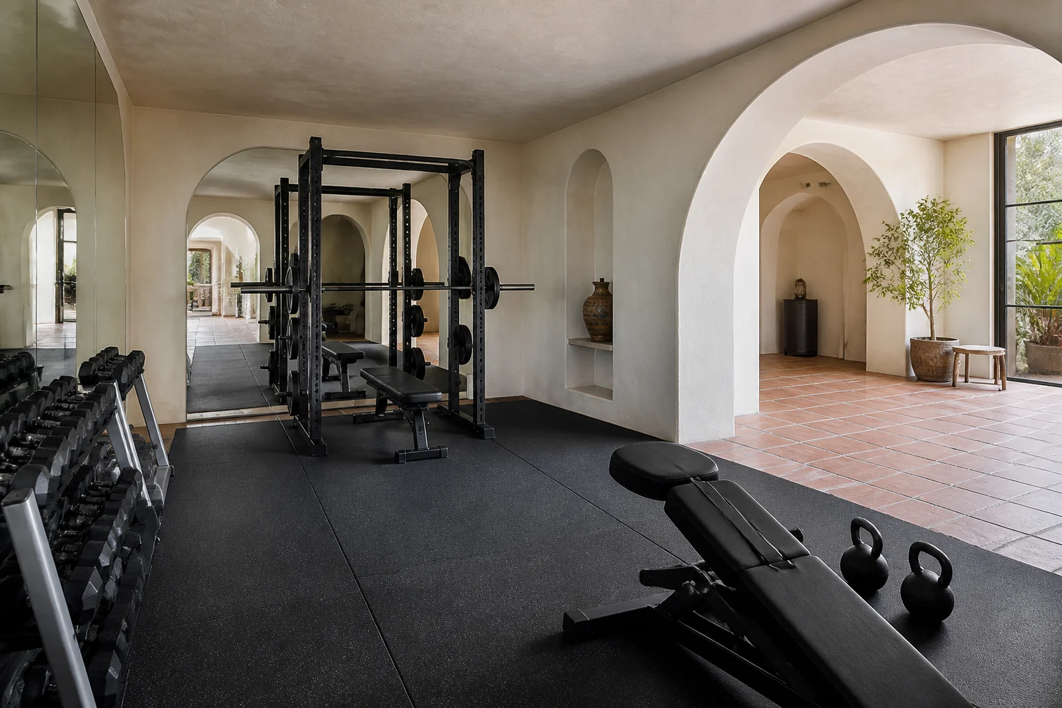 A Mediterranean home gym remodel