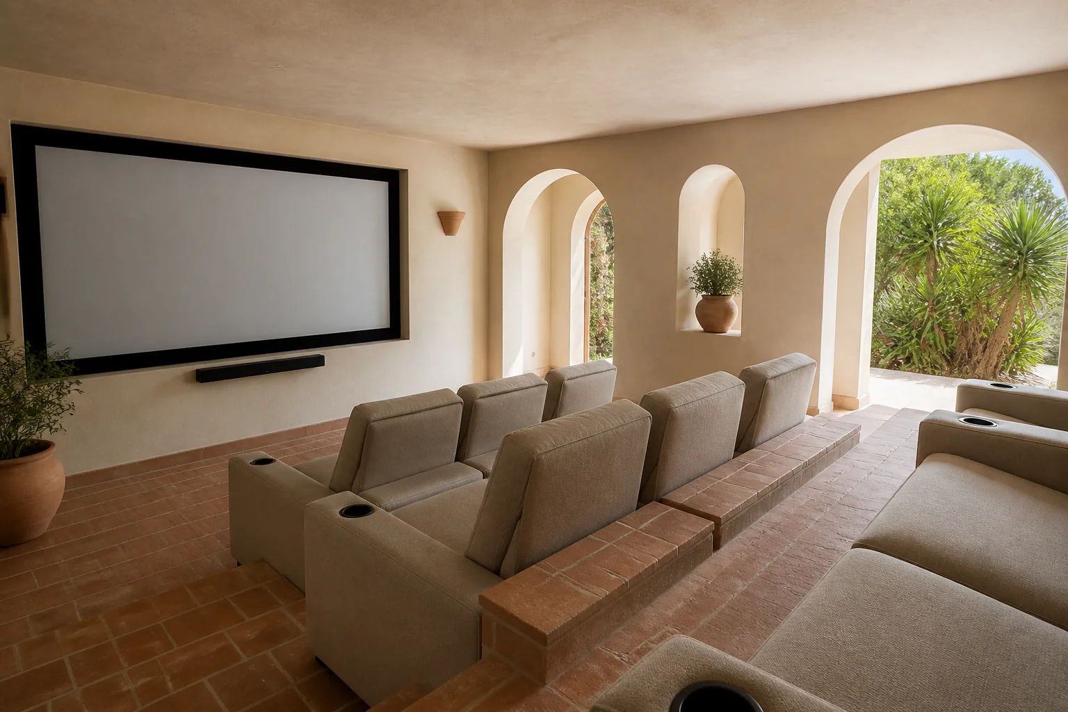A Mediterranean media room remodel