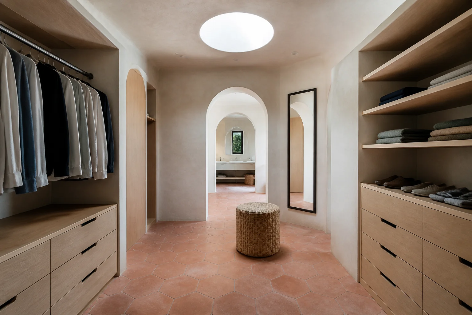 A Mediterranean walk-in closet remodel