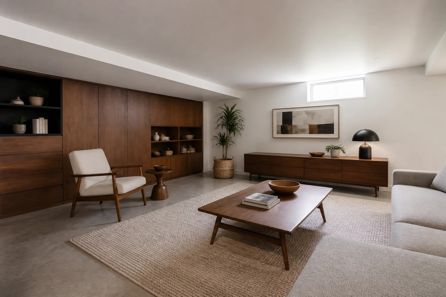 A Mid-Century Modern basement remodel