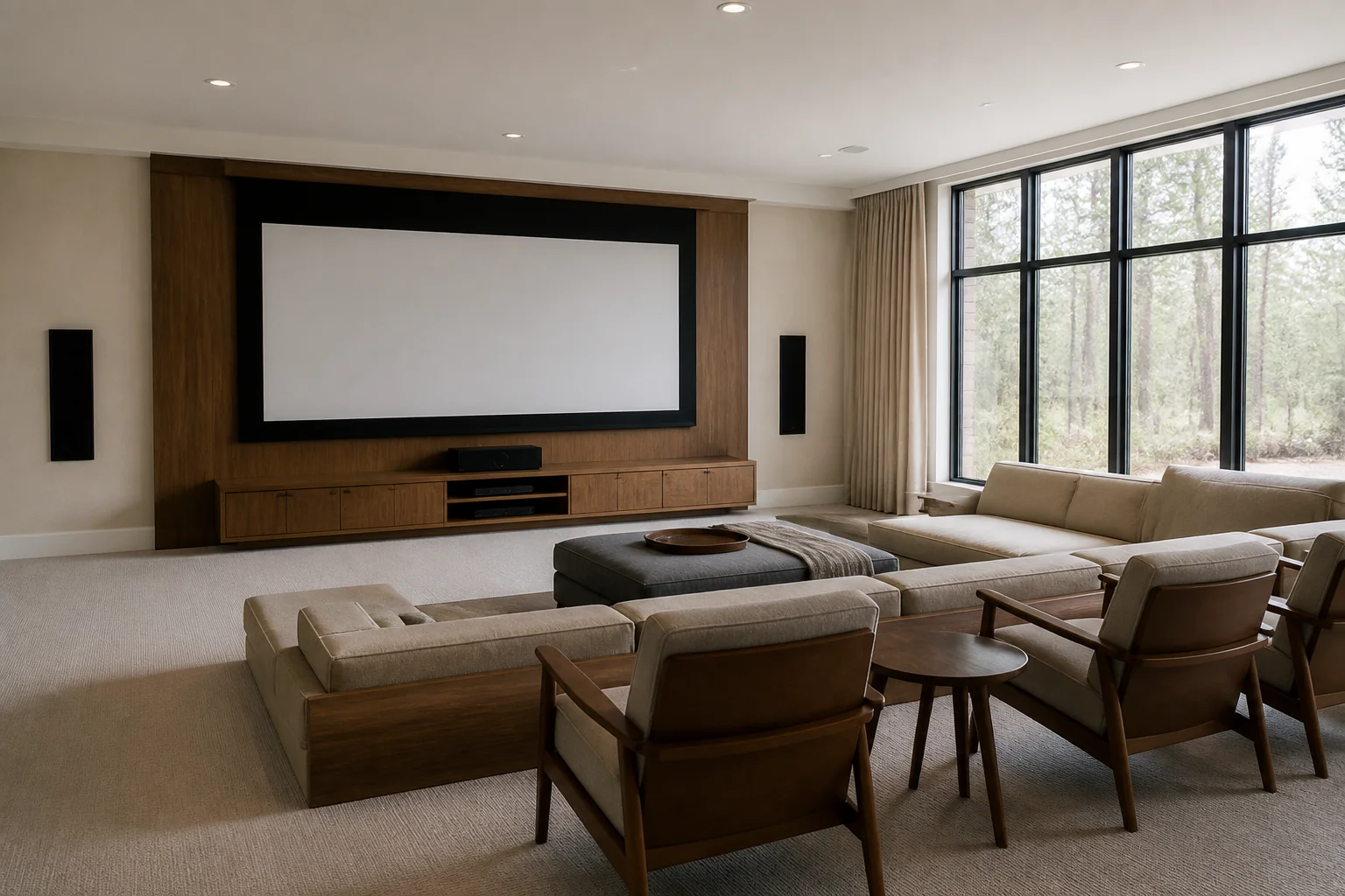 A Mid-Century Modern media room remodel