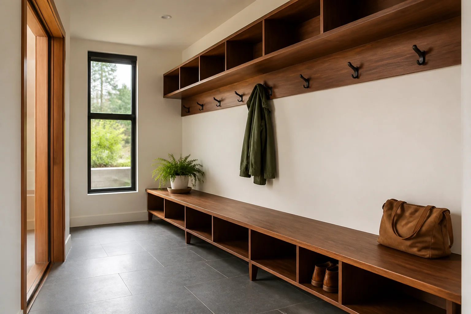 A Mid-Century Modern mudroom remodel