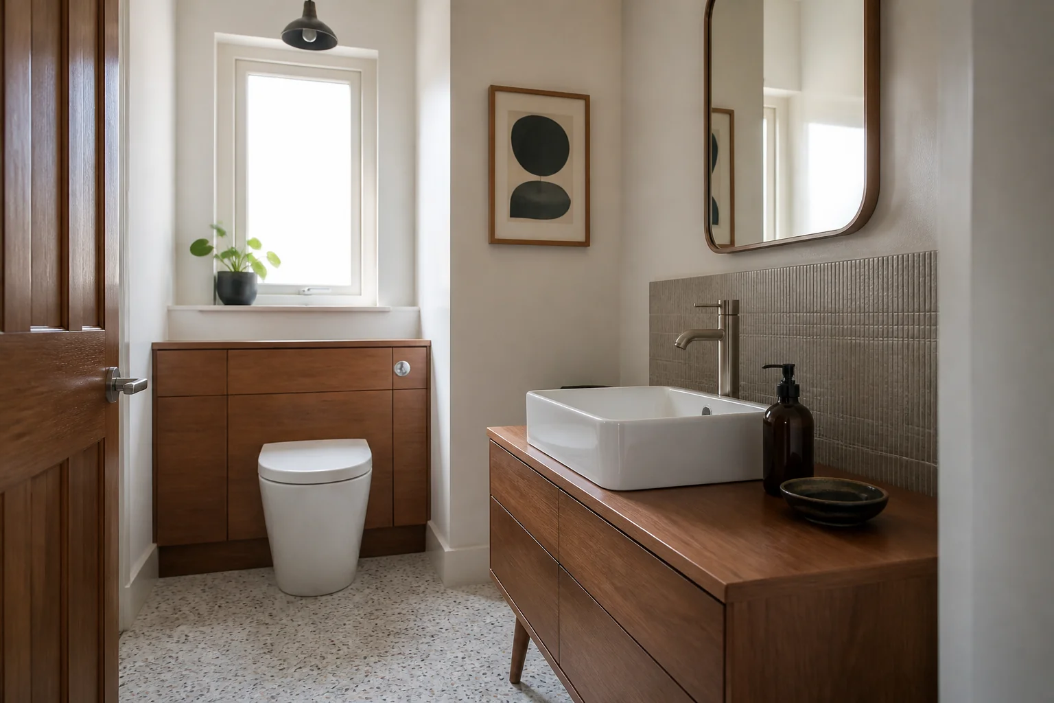 A Mid-Century Modern powder room remodel