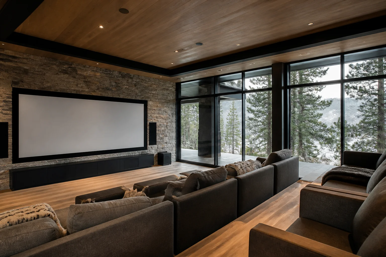 A Mountain Modern media room remodel
