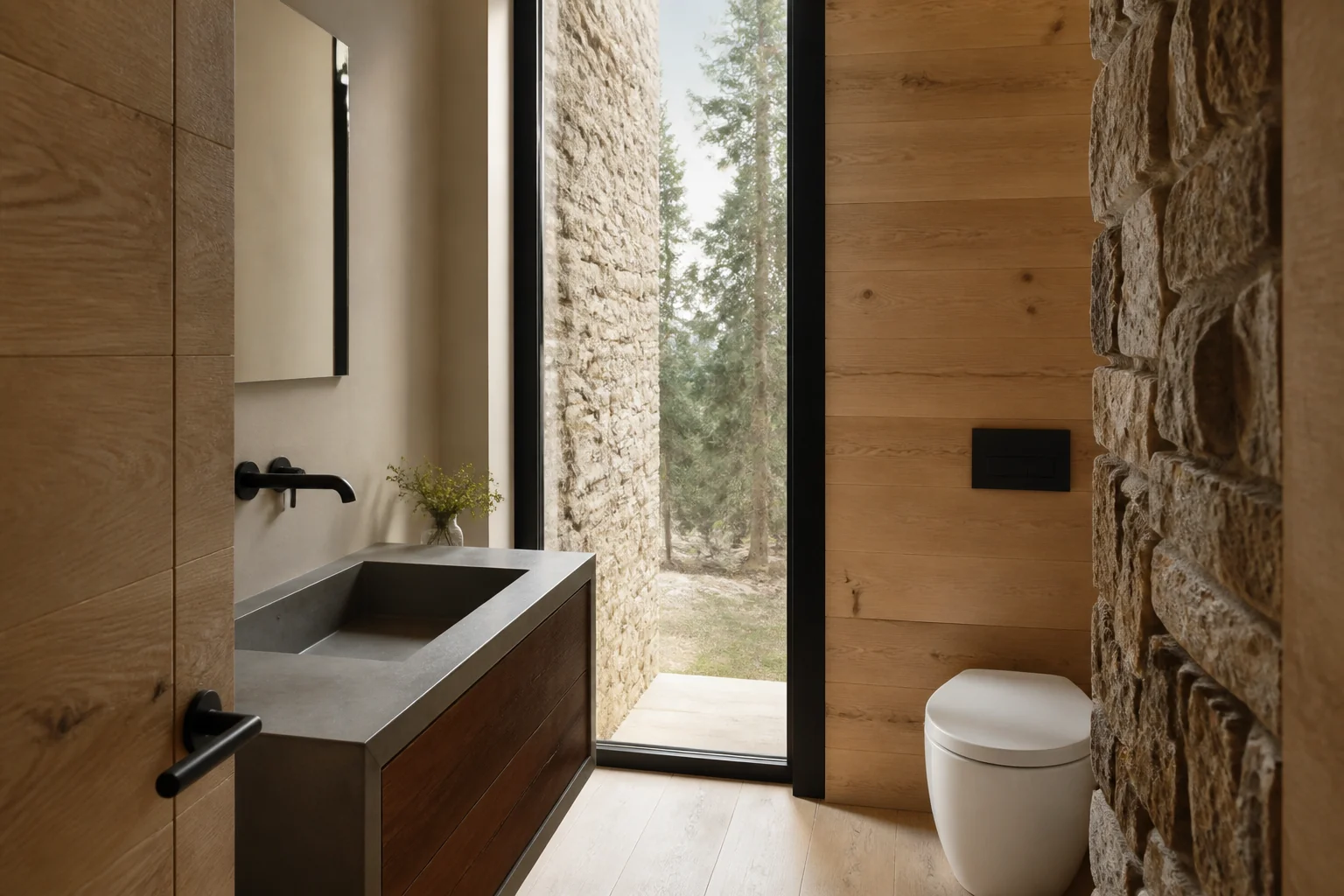 A Mountain Modern powder room remodel