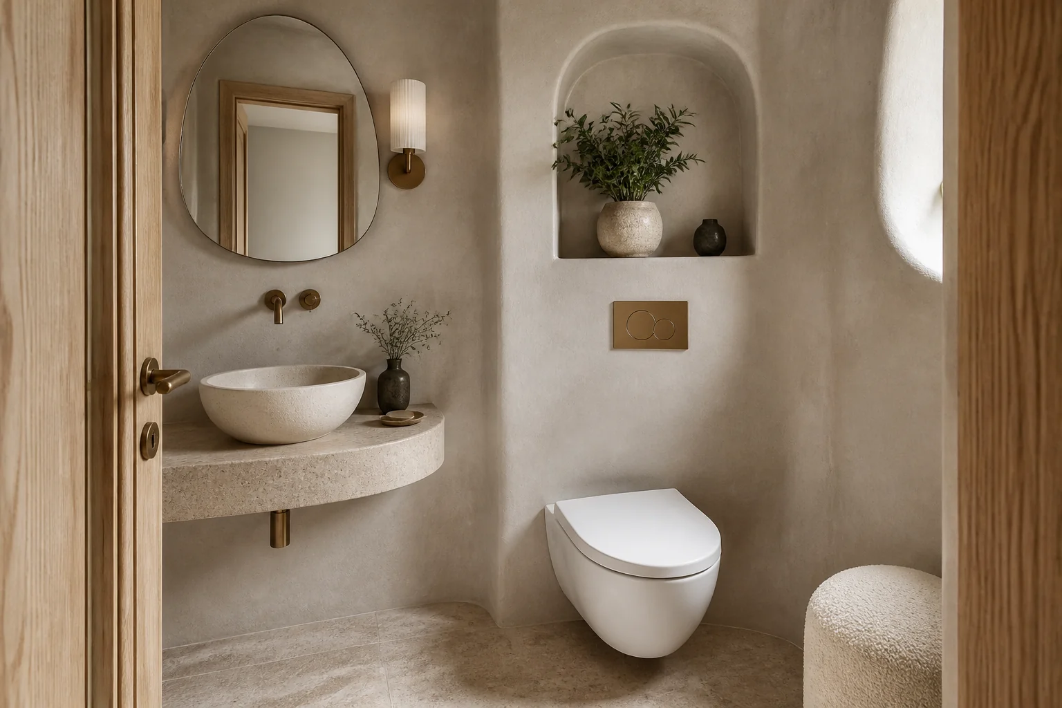 A Organic Modern powder room remodel