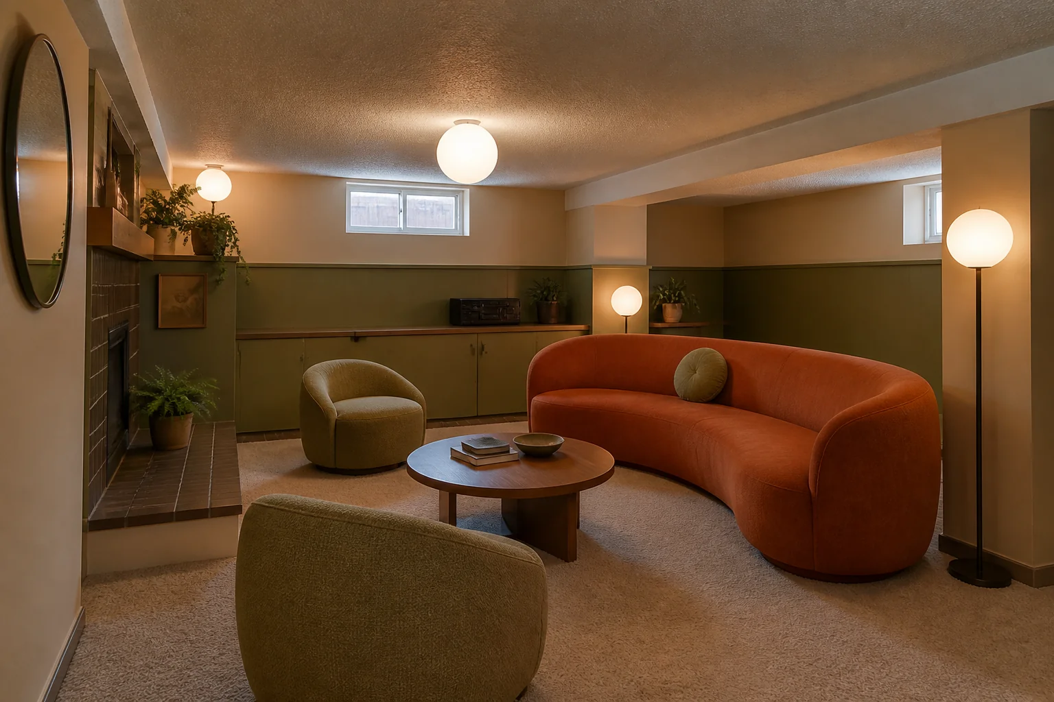 A Retro 70s basement remodel