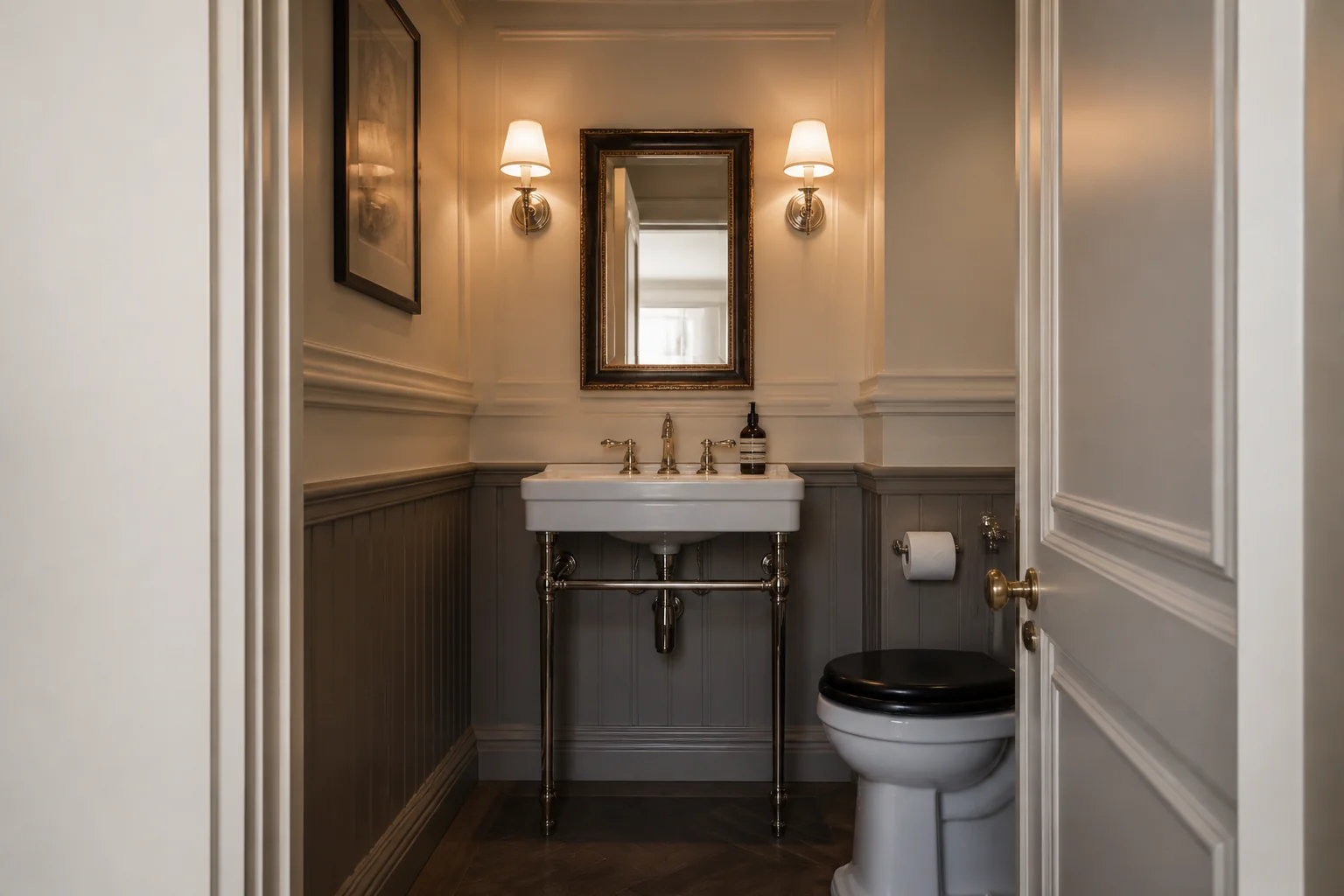 A Traditional powder room remodel