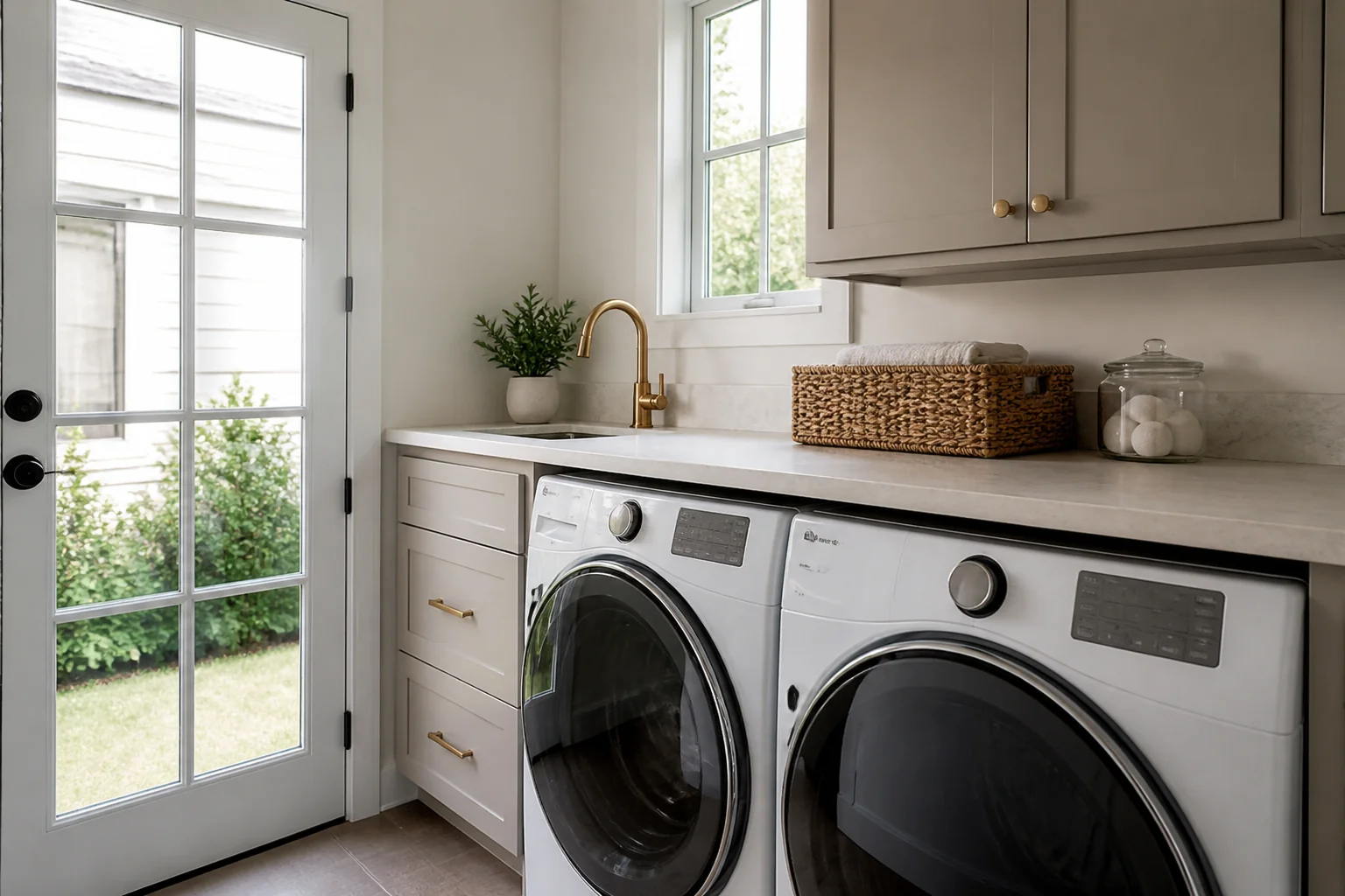 A Transitional laundry room remodel