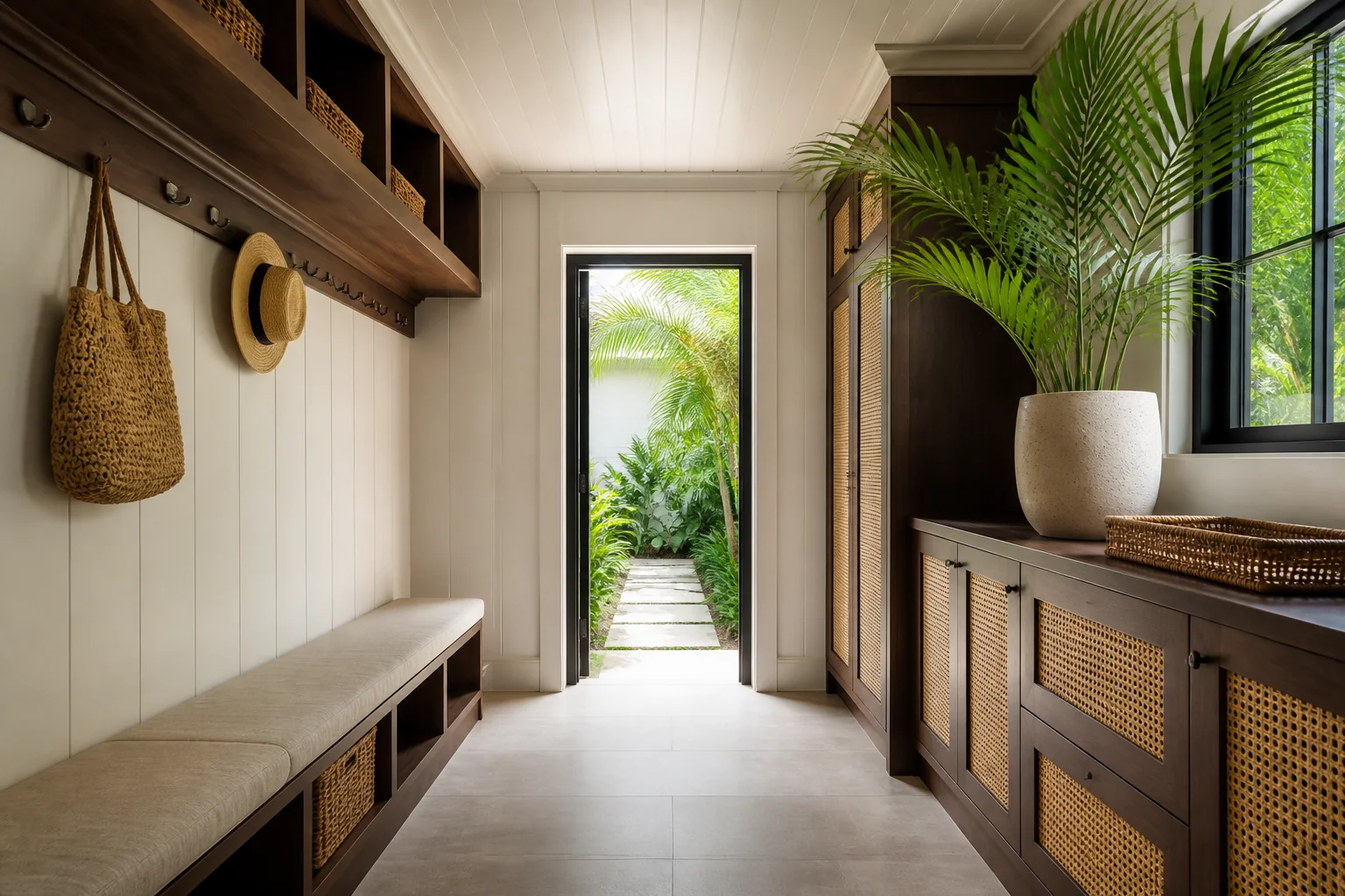 A Tropical mudroom remodel