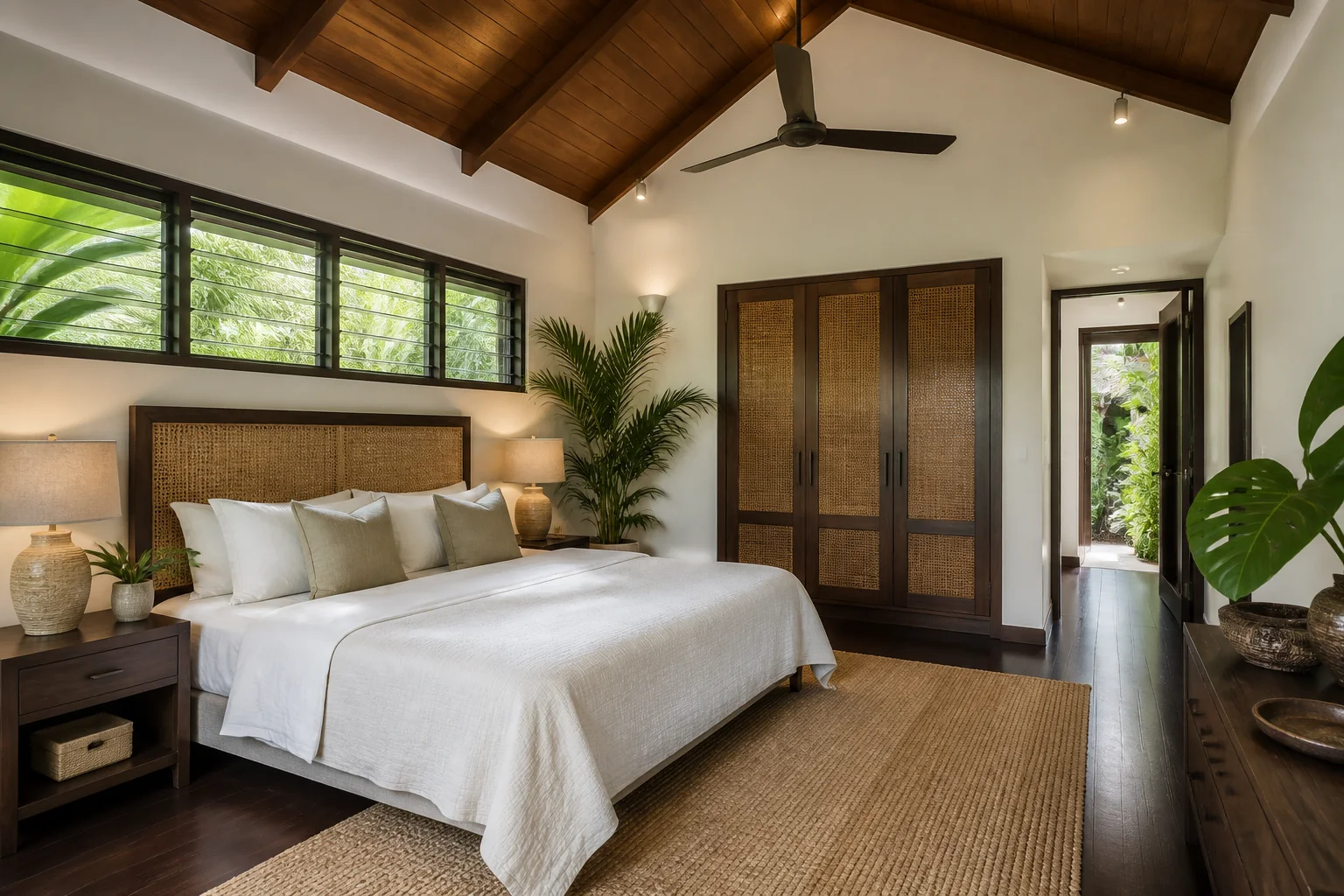 A Tropical primary bedroom remodel