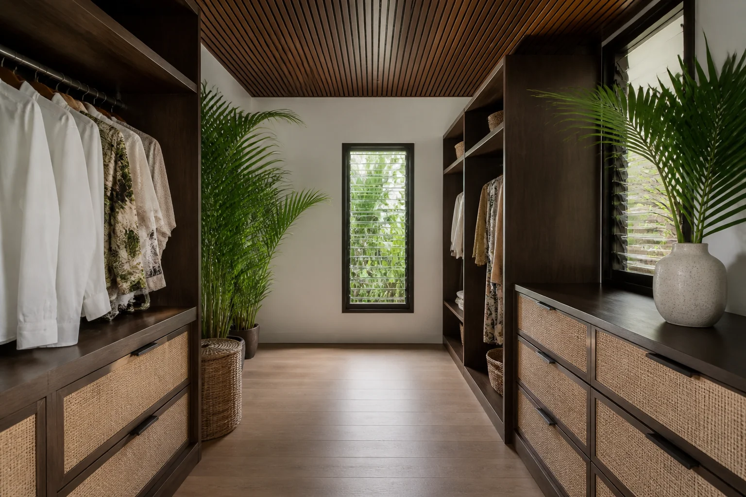 A Tropical walk-in closet remodel