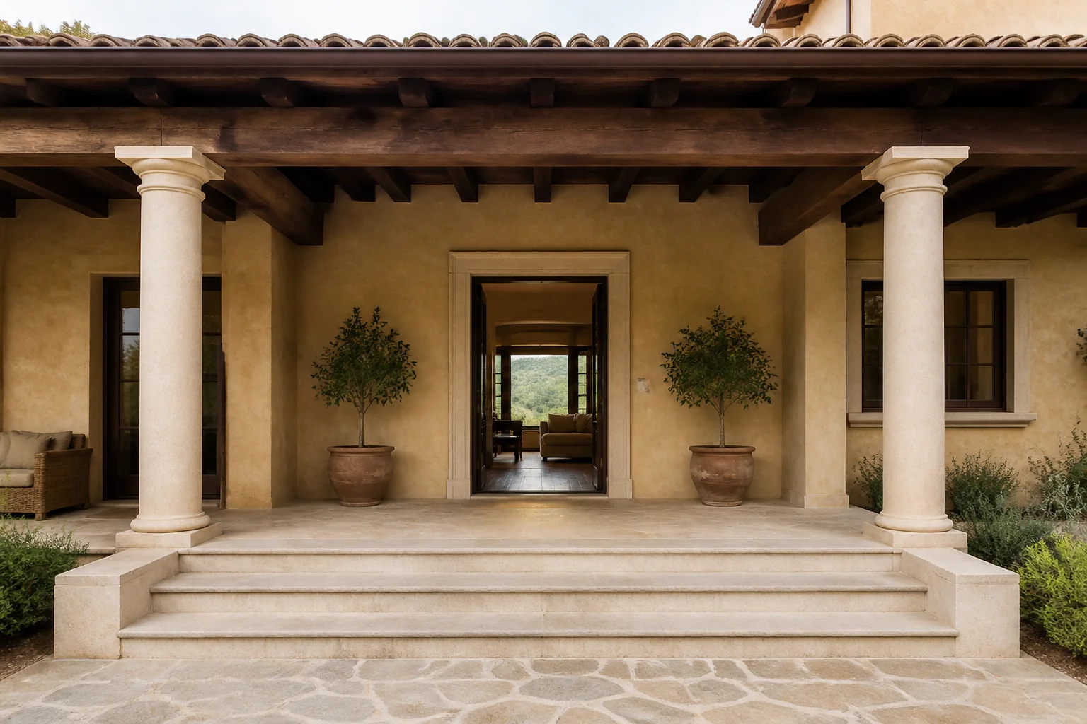 A Tuscan front porch remodel