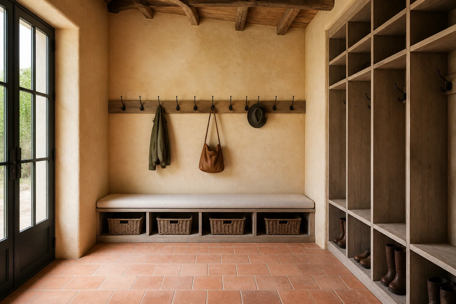 A Tuscan mudroom remodel