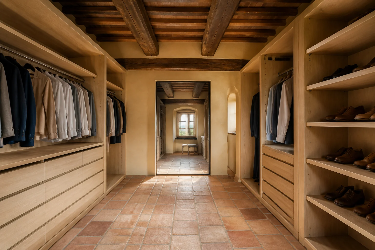 A Tuscan walk-in closet remodel